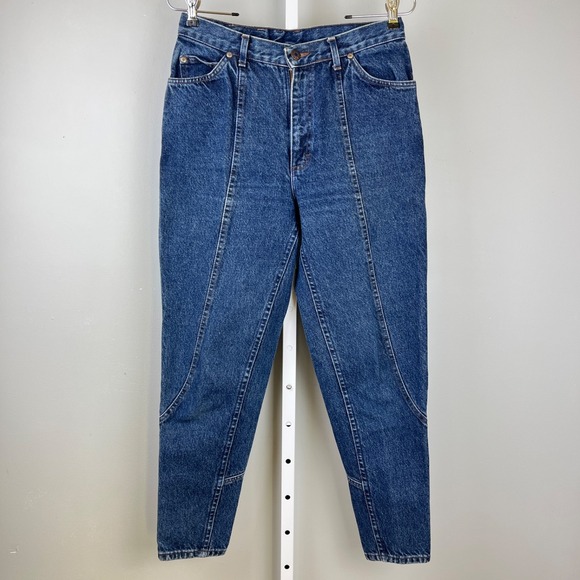 Vintage LEE Womens 11 Denim Jeans High Rise Tapered Leg Ankle Zipper Mom Retro - Picture 2 of 8